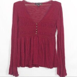 Living Doll Maroob Baby Doll Top Flutter Sleeve